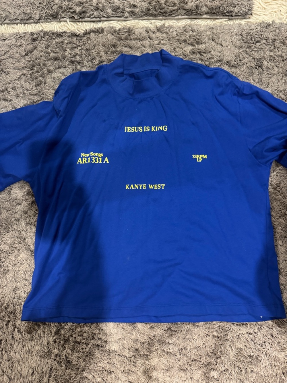 Yeezy Jesus Is King Blue T-Shirt with Yellow Print